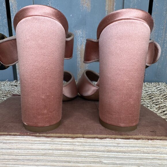 Tabitha Simmons For Johanna Ortiz Reyner Buckled Satin Block Heel Rose Sz 7 1/2 - Picture 7 of 16